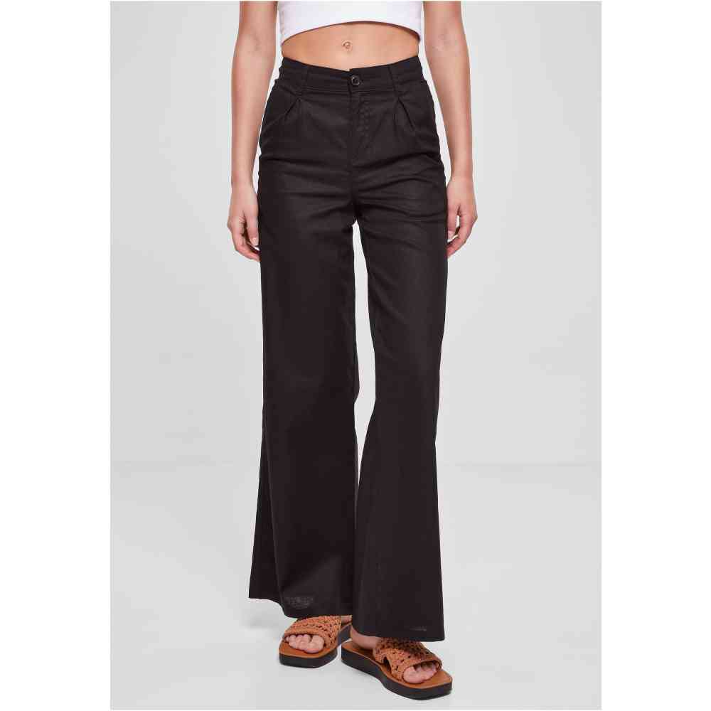 Urban Classics - High Linen Mixed Wijde broek - Zwart